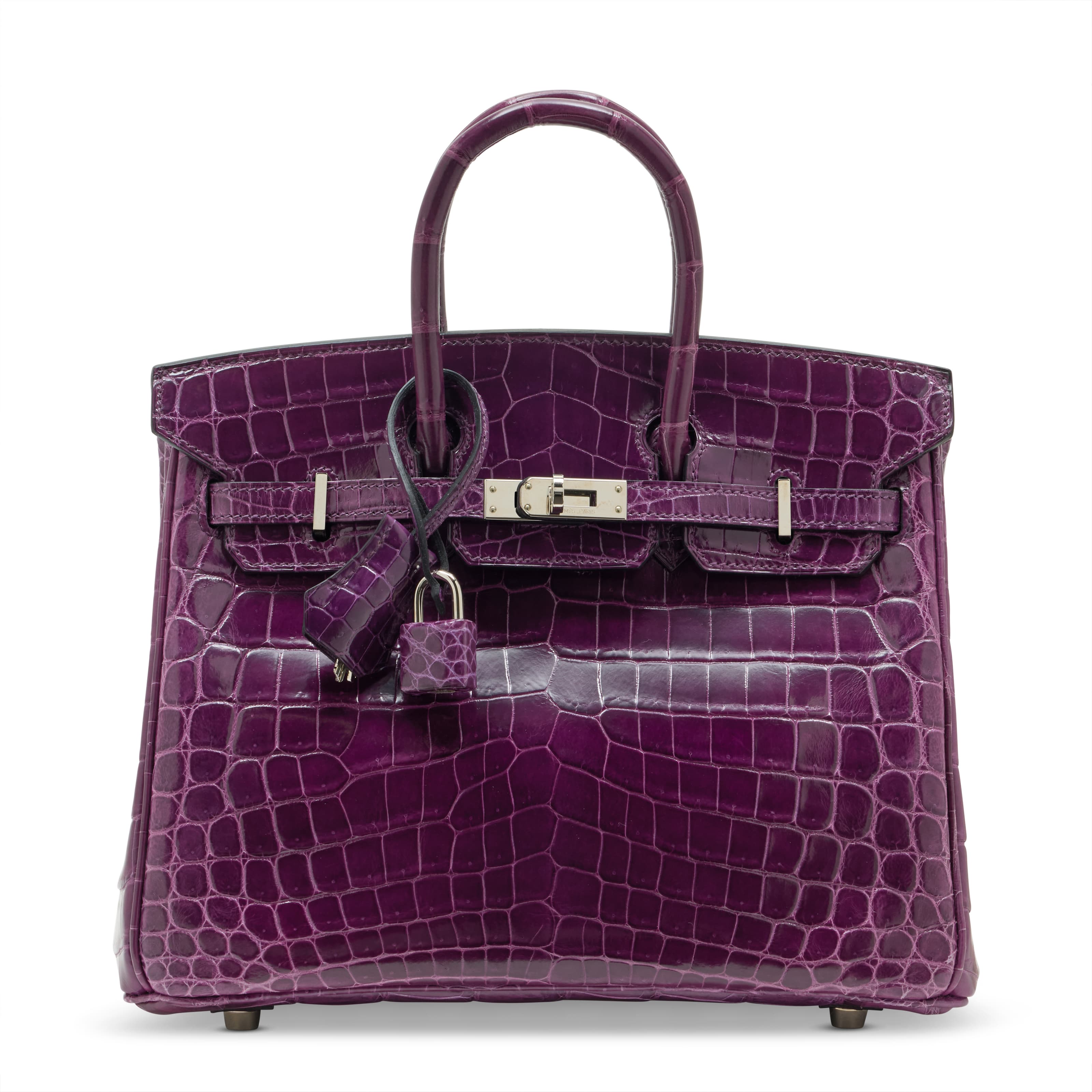 A SHINY AMETHYSTE NILOTICUS CROCODILE BIRKIN 25 WITH PALLADIUM HARDWARE HERMES, 2010