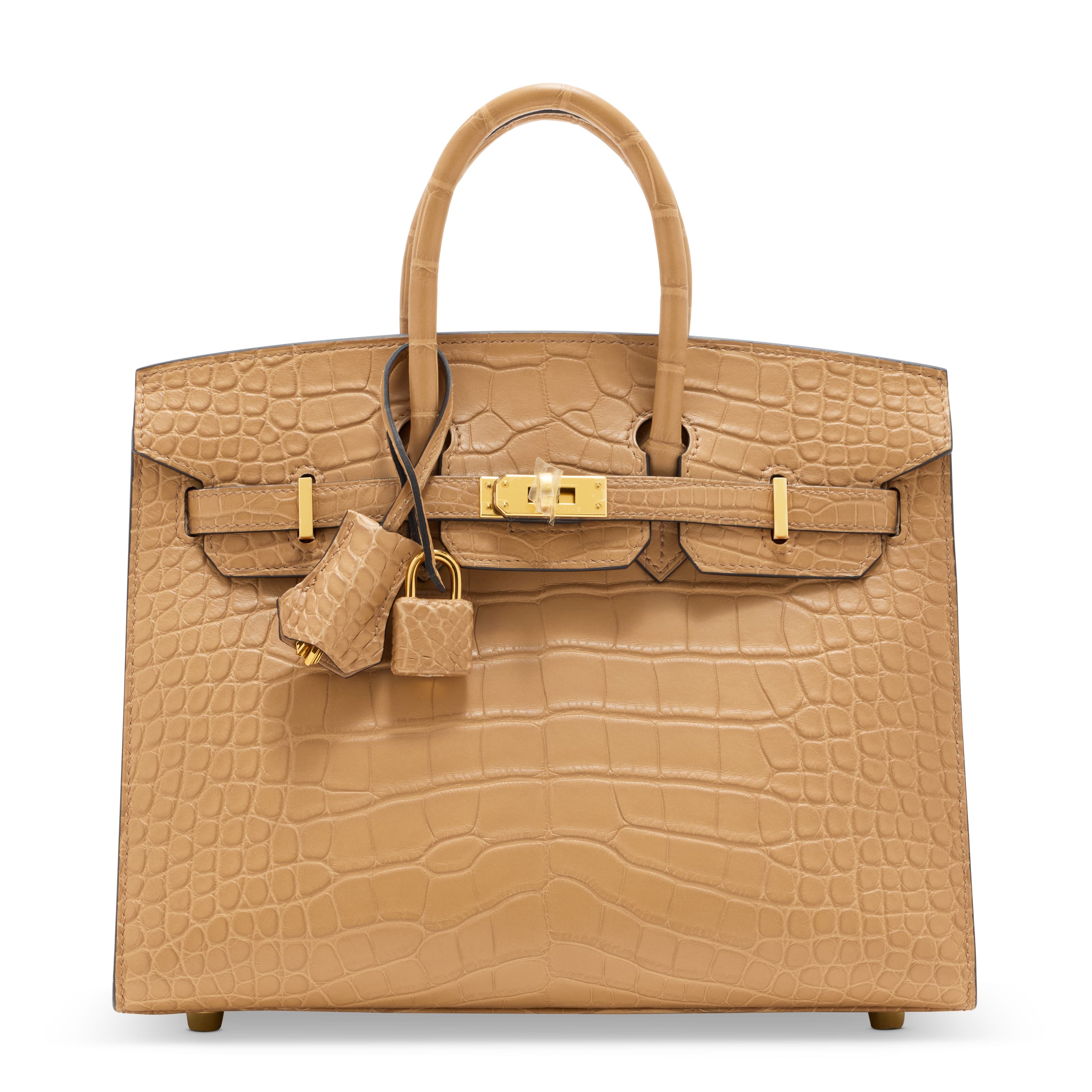 A MATTE CHAI ALLIGATOR SELLIER BIRKIN 25 WITH GOLD HARDWARE HERMES, 2023
