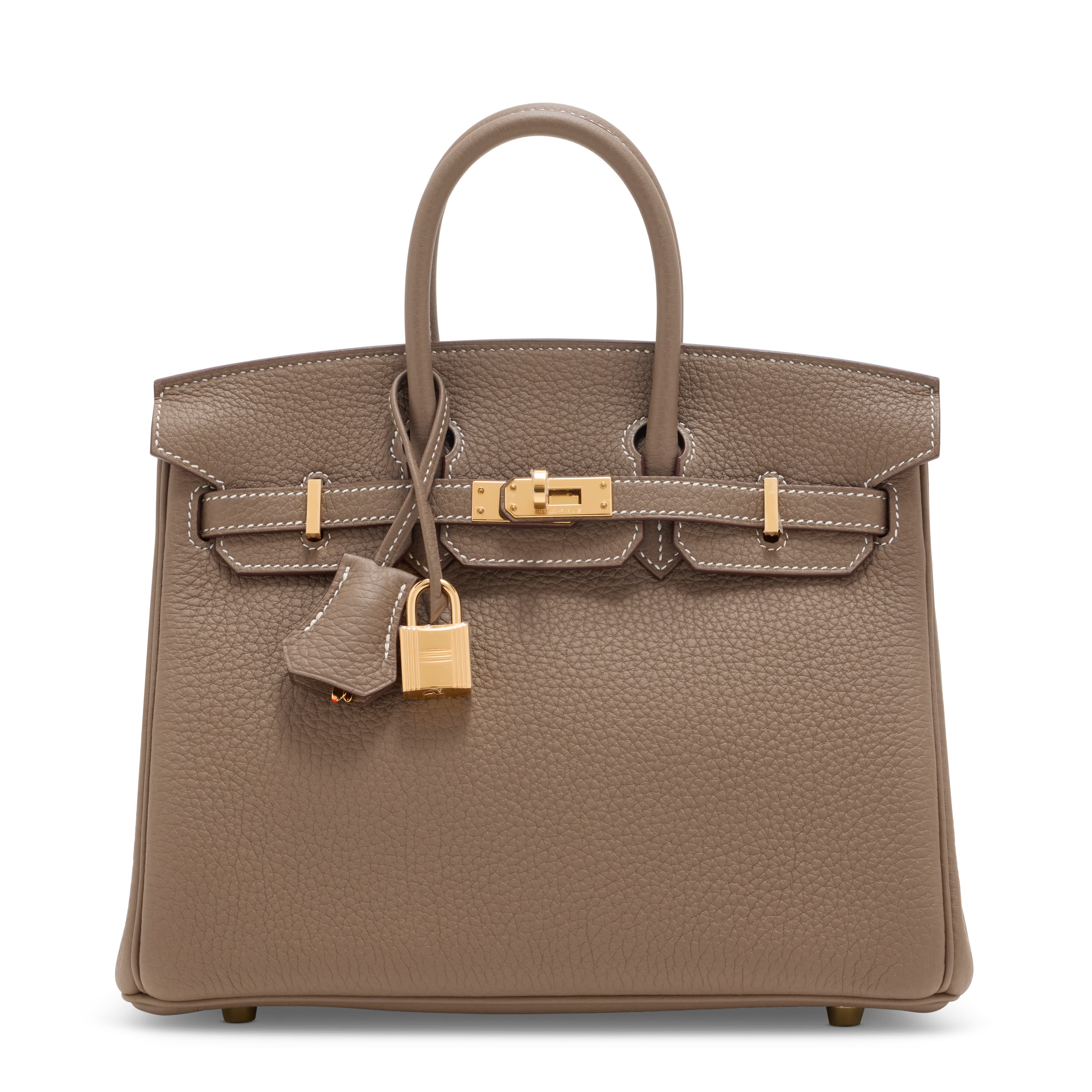 AN ETOUPE TOGO LEATHER RETOURNE BIRKIN 25 WITH GOLD HARDWARE HERMES, 2025