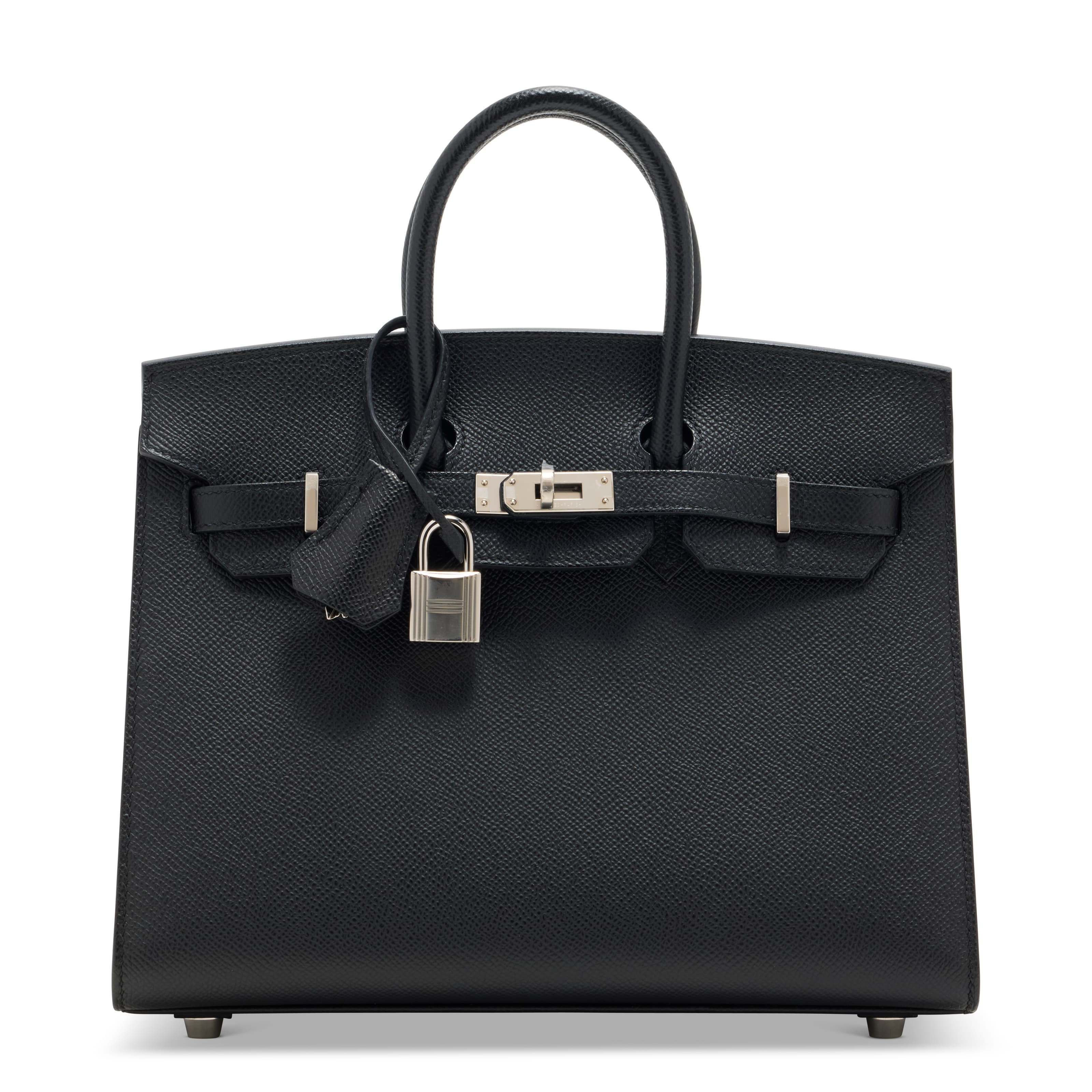 A BLACK EPSOM LEATHER SELLIER BIRKIN 25 WITH PALLADIUM HARDWARE HERMES, 2022