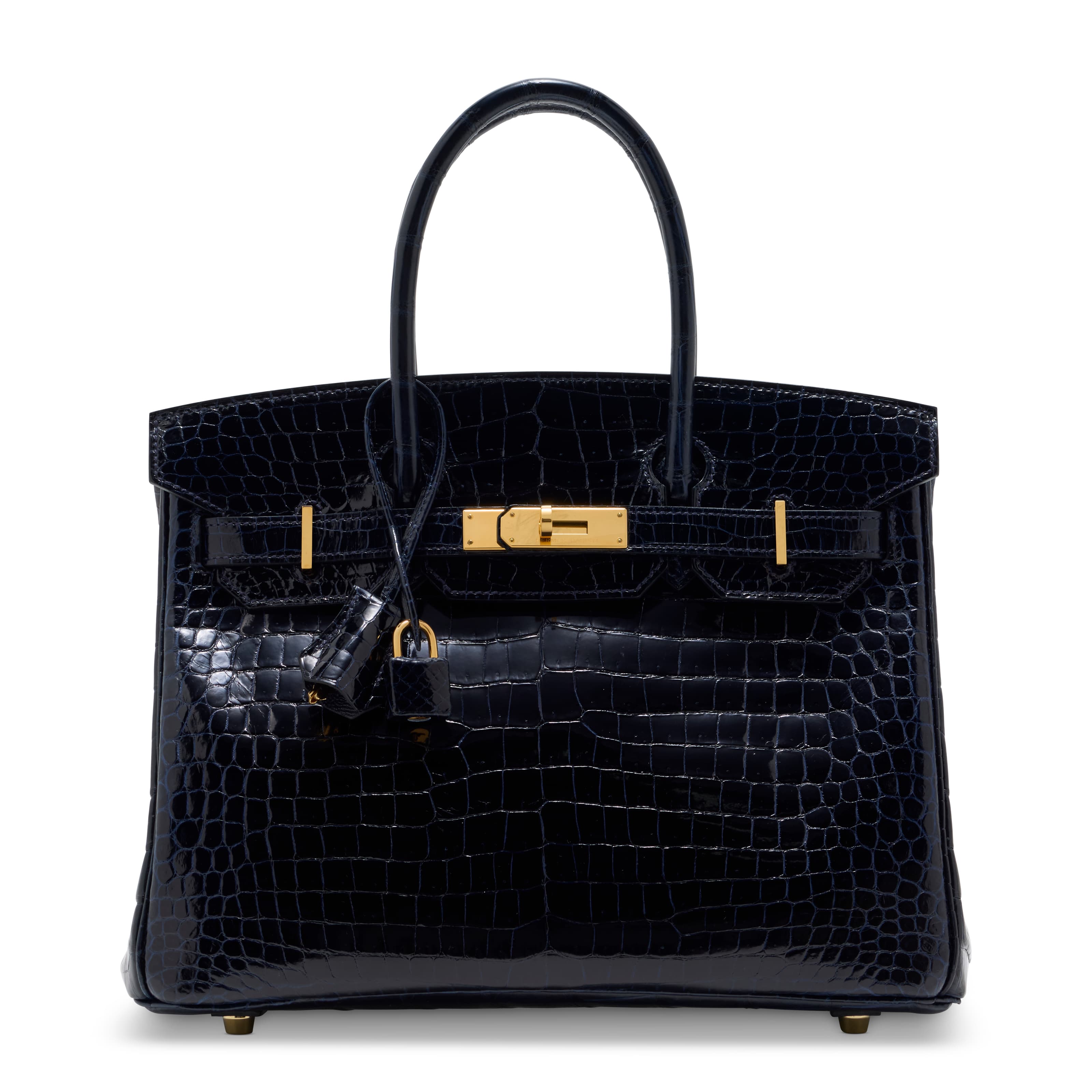 A SHINY BLEU MARINE POROSUS CROCODILE BIRKIN 30 WITH GOLD HARDWARE HERMES, 2015