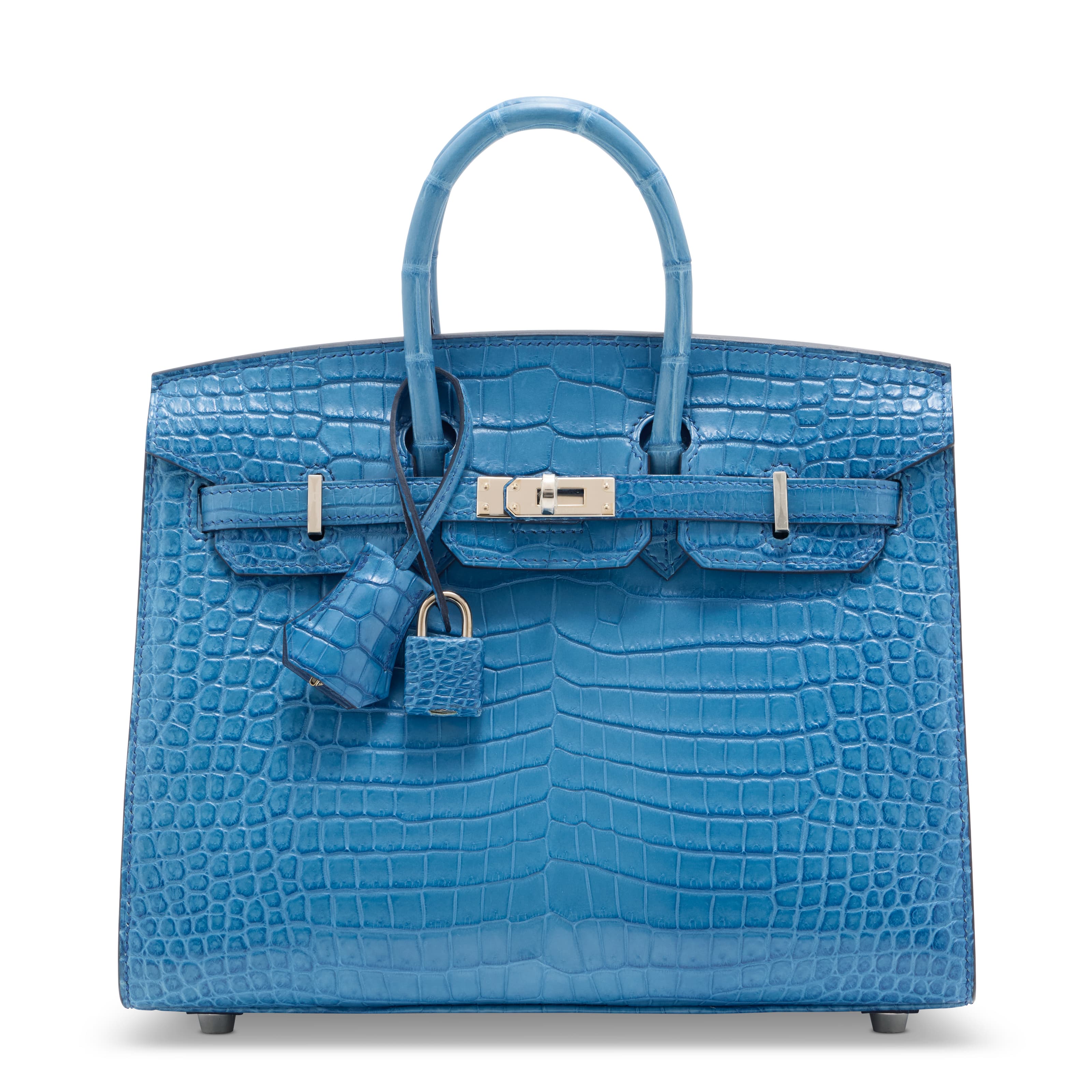A RARE, MATTE AIZOME CLAIR HANADA POROSUS CROCODILE SELLIER BIRKIN 25 WITH PALLADIUM HARDWARE HERMES, 2025
