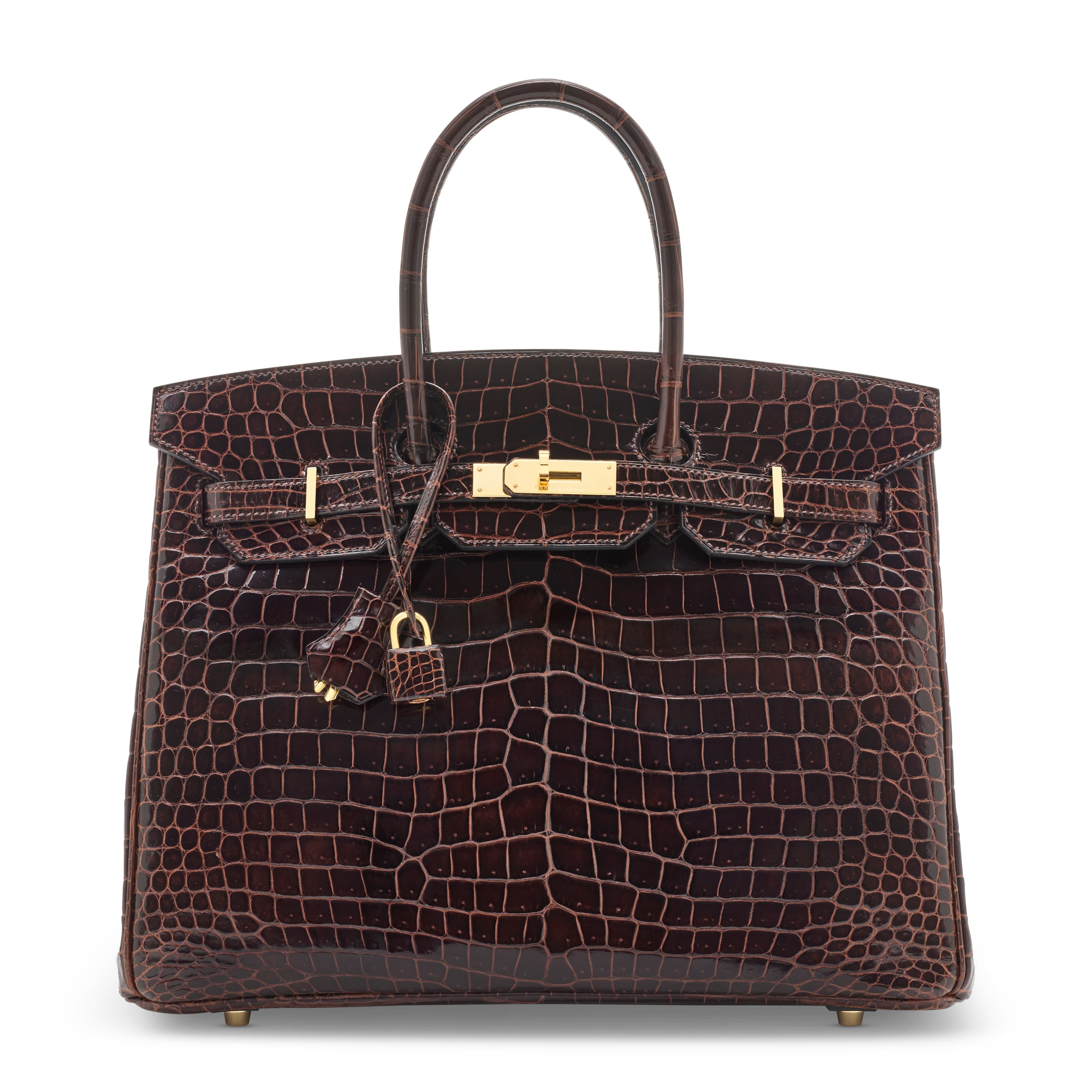 A SHINY HAVANE POROSUS CROCODILE BIRKIN 35 WITH GOLD HARDWARE HERMES, 2012