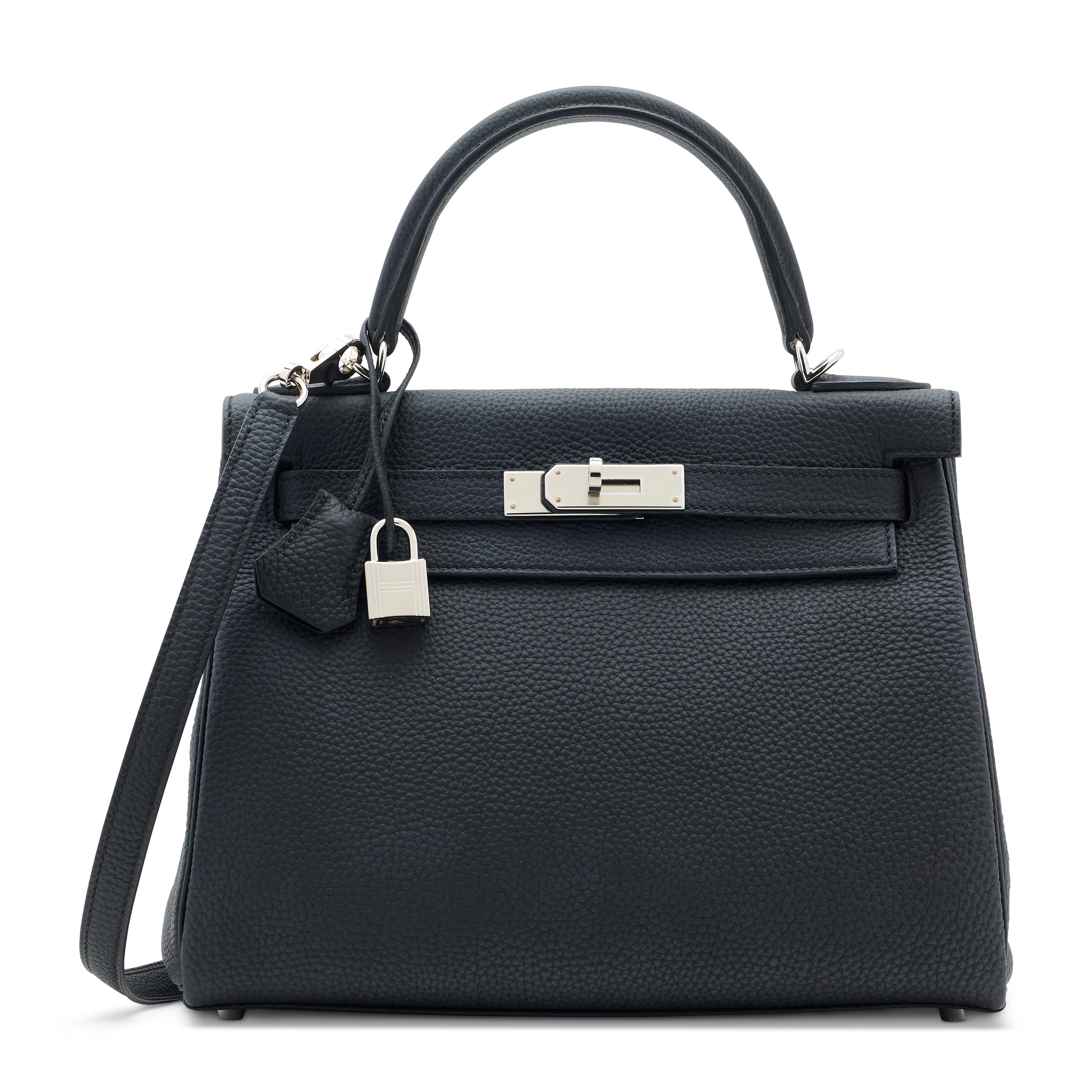 A BLACK TOGO LEATHER RETOURNE KELLY 28 WITH PALLADIUM HARDWARE HERMES, 2023