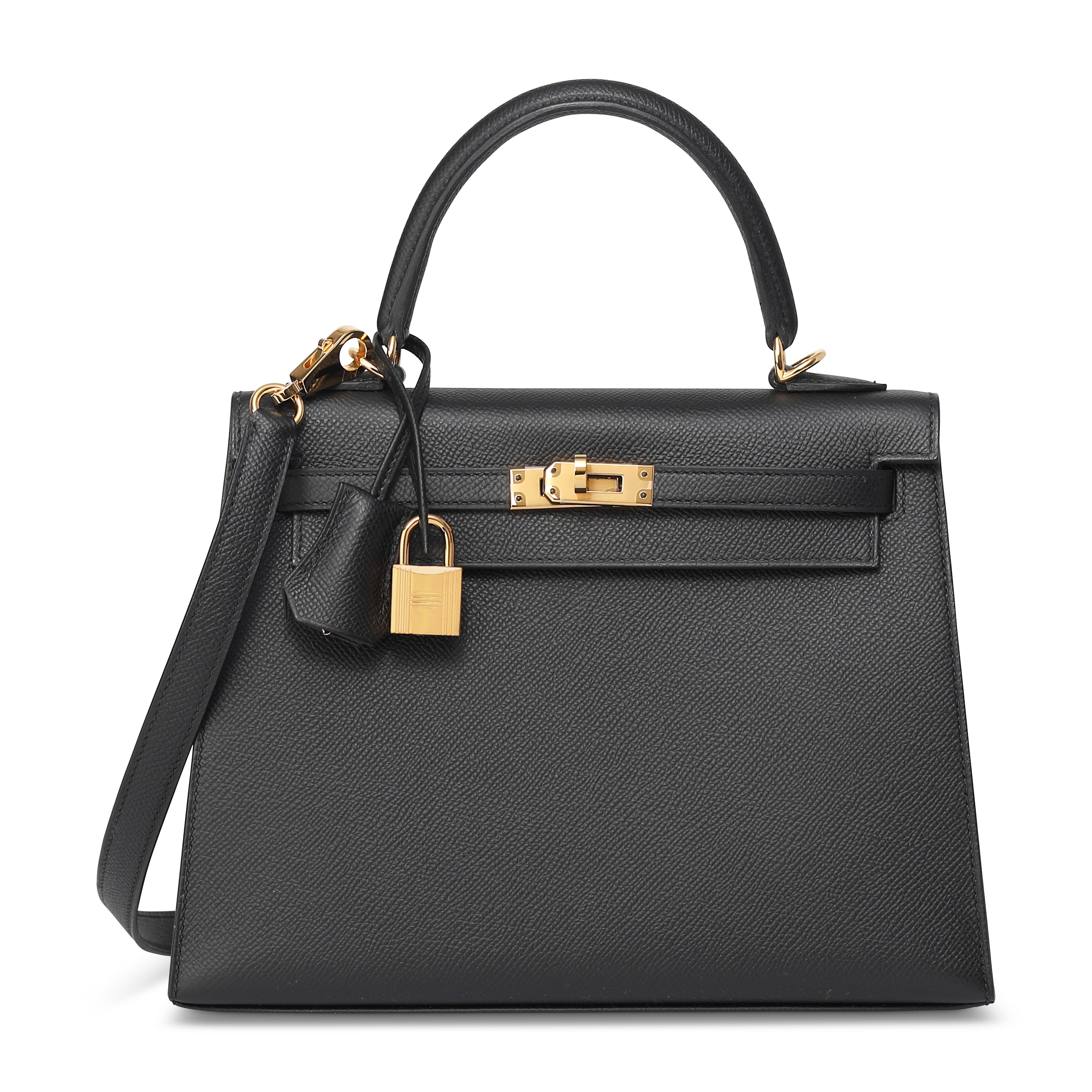 A BLACK EPSOM LEATHER SELLIER KELLY 25 WITH GOLD HARDWARE HERMES, 2022