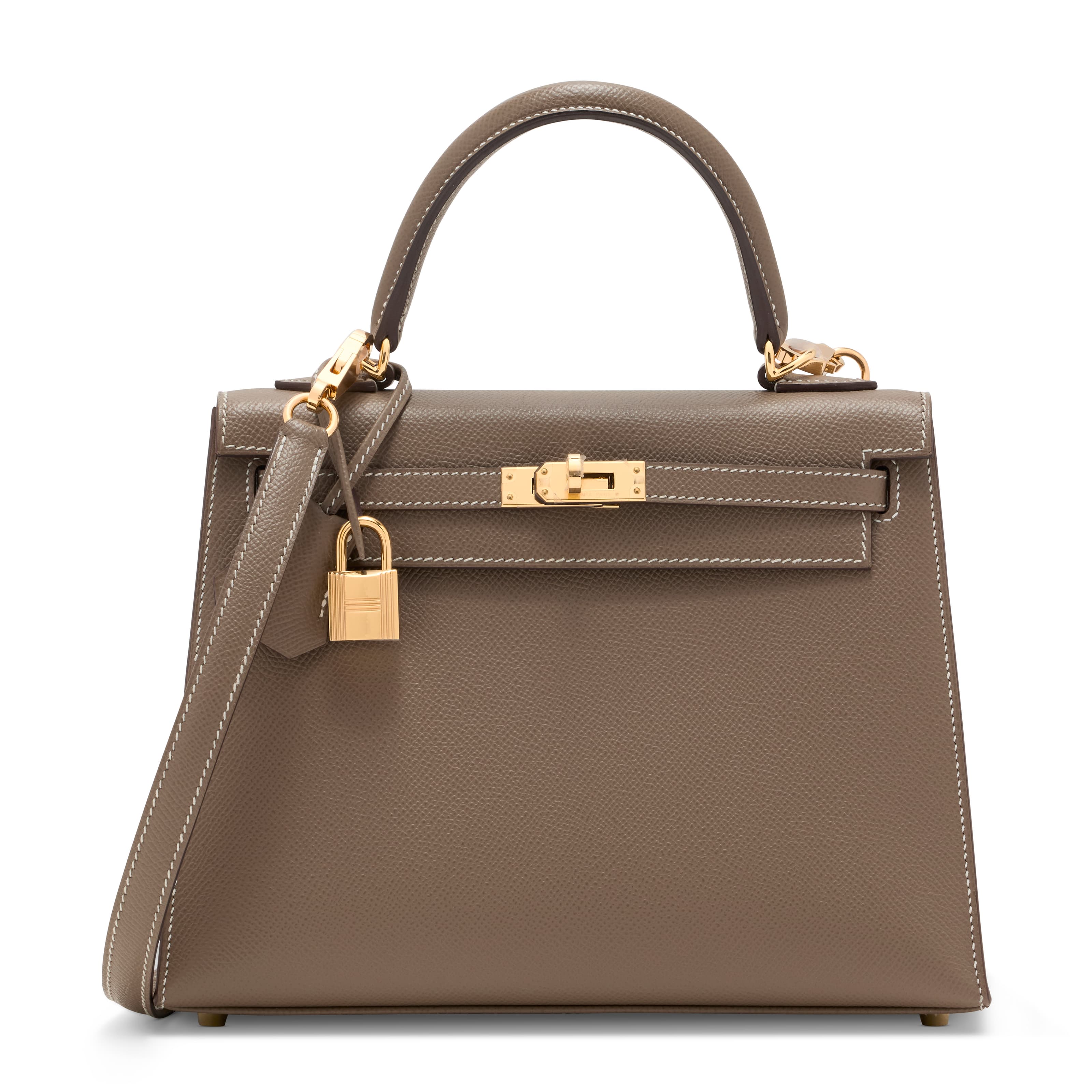 AN ETOUPE EPSOM LEATHER SELLIER KELLY 25 WITH GOLD HARDWARE HERMES, 2020
