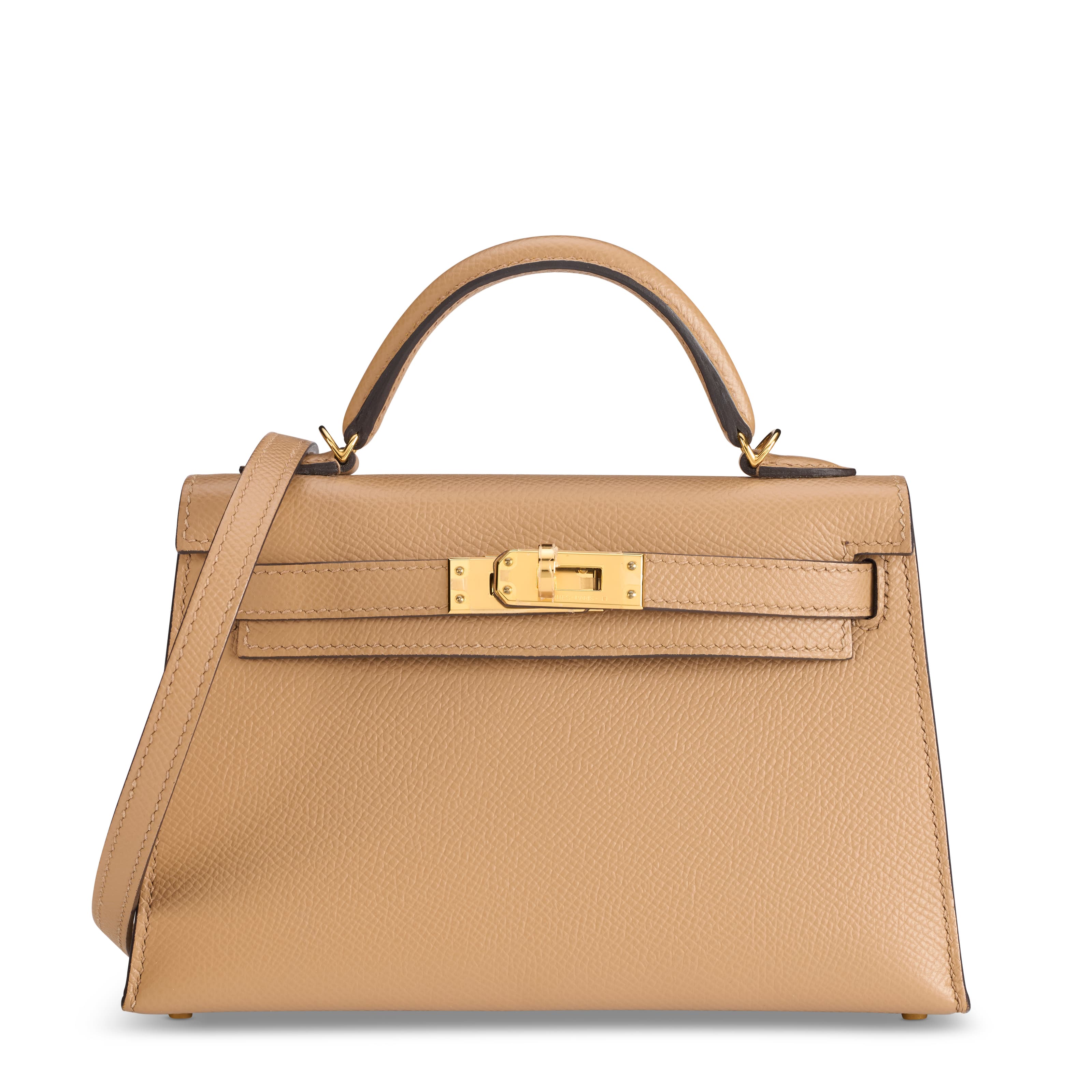 A CHAI EPSOM LEATHER MINI KELLY II 20 WITH GOLD HARDWARE HERMES, 2021