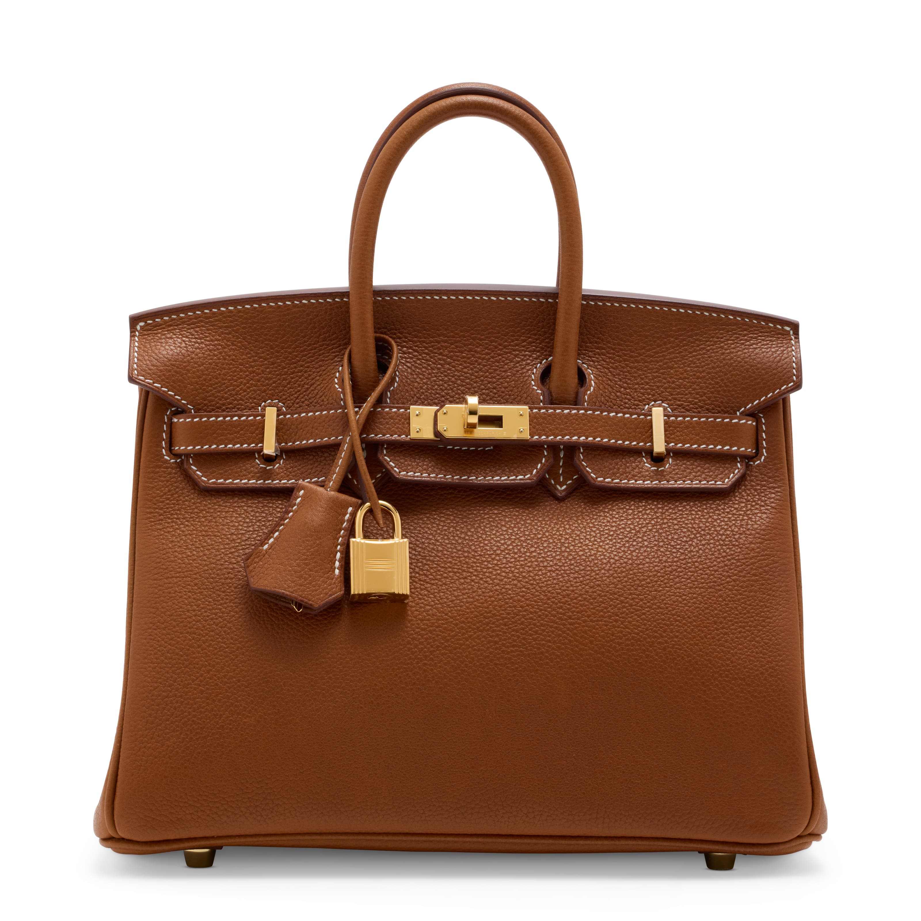 A FAUVE BARENIA FAUBOURG LEATHER BIRKIN 25 WITH GOLD HARDWARE HERMES, 2025