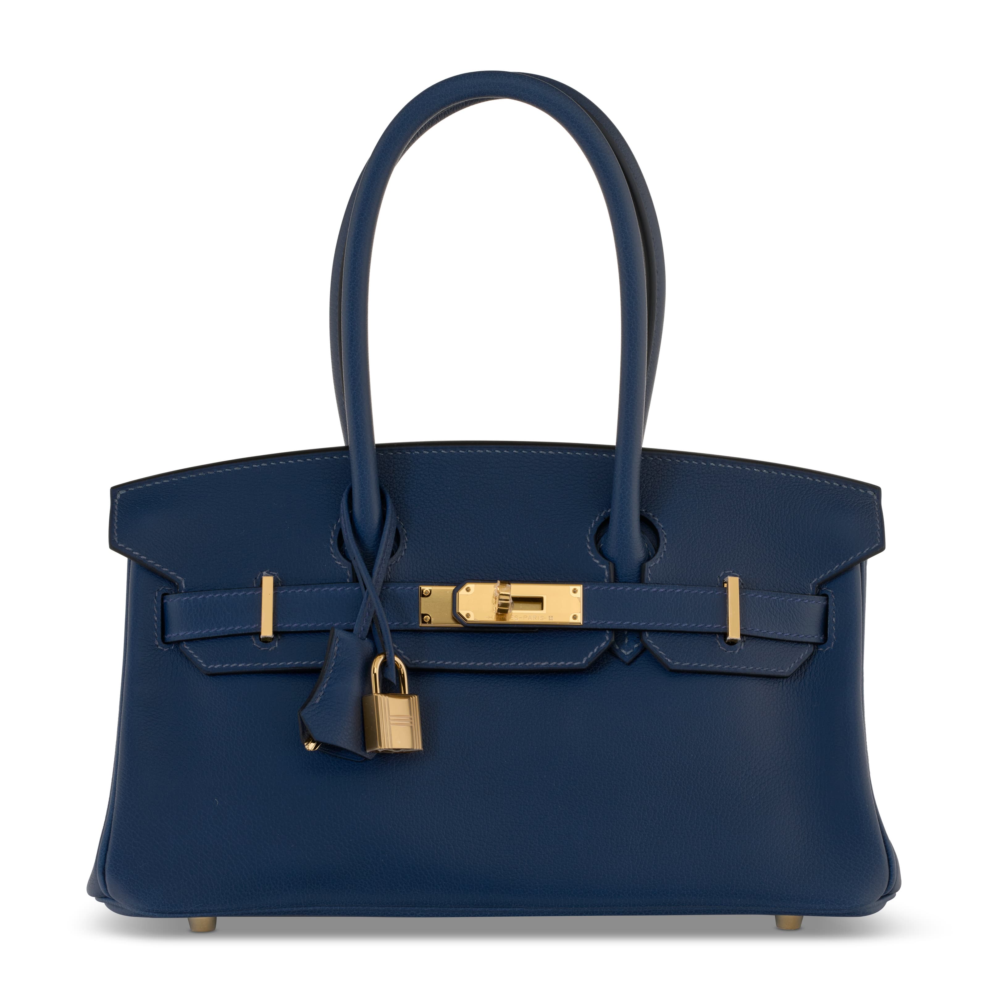 A BLEU ABYSSE EVERCOLOR LEATHER SHOULDER BIRKIN LIGHT 29 WITH GOLD HARDWARE HERMES, 2025