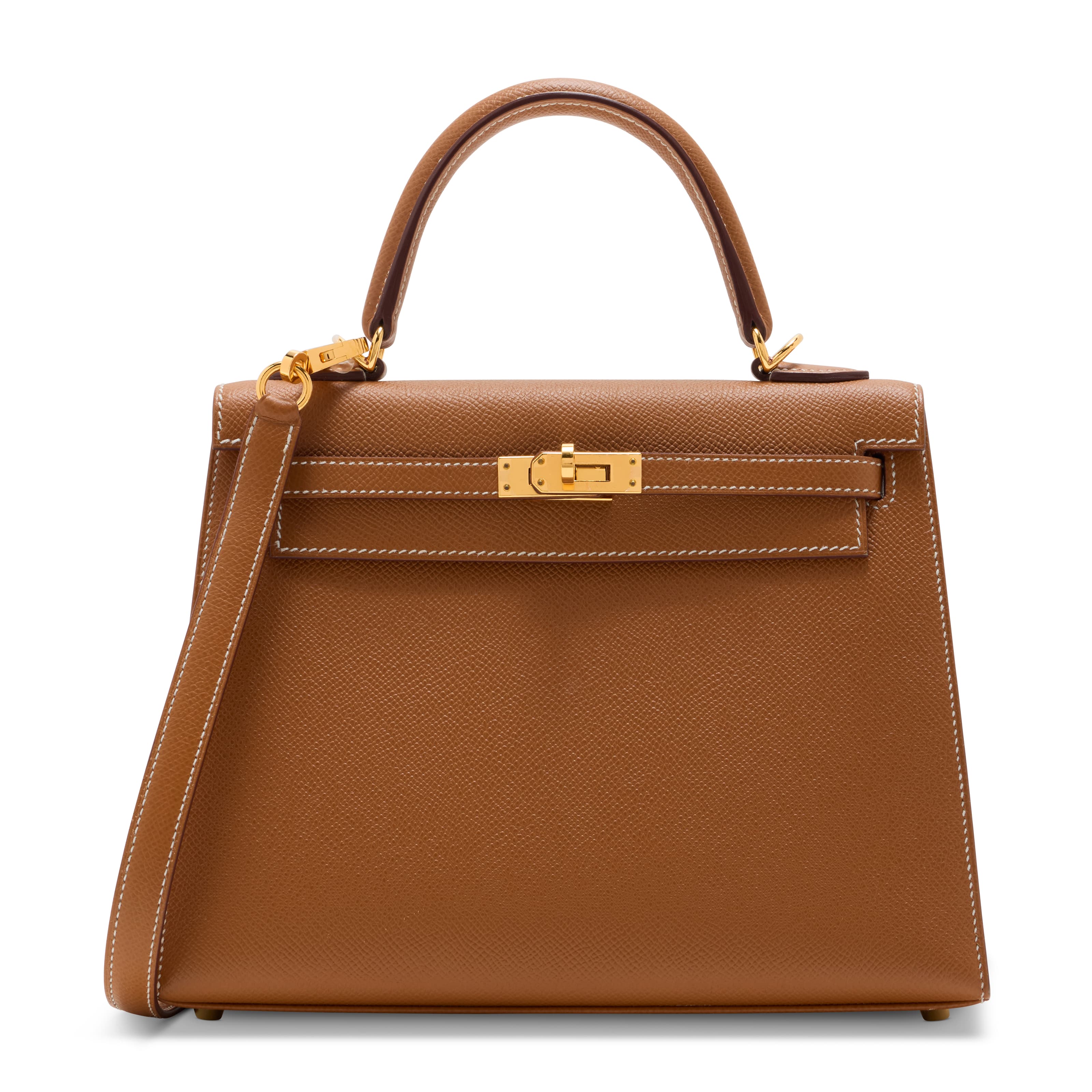 A GOLD EPSOM LEATHER SELLIER KELLY 25 WITH GOLD HARDWARE HERMES, 2020